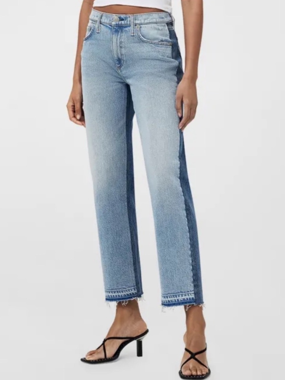 rag & bone Two-Tone Light Blue Straight Leg Jeans